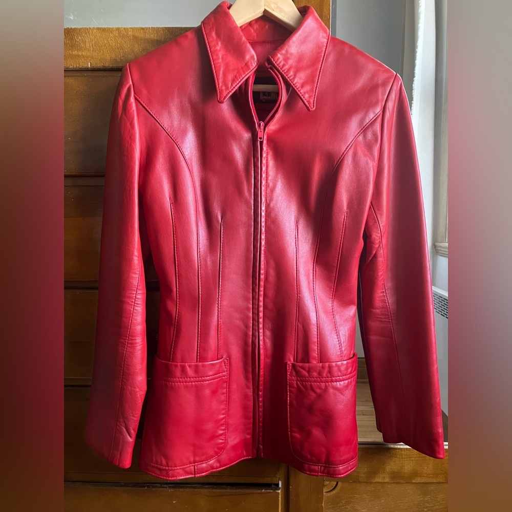 Women's Red Leather Jacket